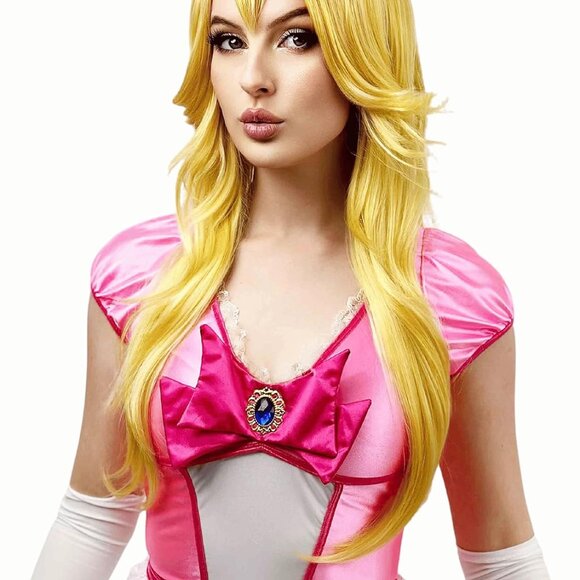ALLAURA Compatible with Princess Peach Wig Anime Cosplay Wig Princess Wig Yellow - Picture 4 of 5